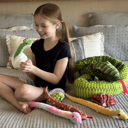 MaoGoLan 118 inch Giant Green Stuffed Snake, Realistic Mommy Snake with 4 Babies & 3 Eggs Plush Toy, Large Green Boa Constrictor Stuffed Animal for Boys Girls Kids Christmas Easter Gift