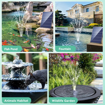 Antfraer 12W Solar Fountain Pump, Solar Water Pump 160GPH Flow Adjustable, Solar Powered Water Pump with 16.5Ft Cord Length for Small Pond, Fish Pond Bird Bath Garden Waterfall Hydroponics