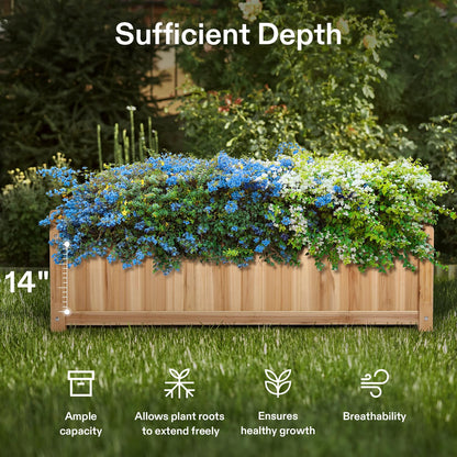 VIVOSUN 3.6 x 1.3Ft Wooden Raised Garden Bed, 43.5 x 16 x 14 Inches, Outdoor Wood Planter Box with Screwdriver and a Liner for Garden, Patio, Balcony, Backyard and Outdoors, 2Pcs