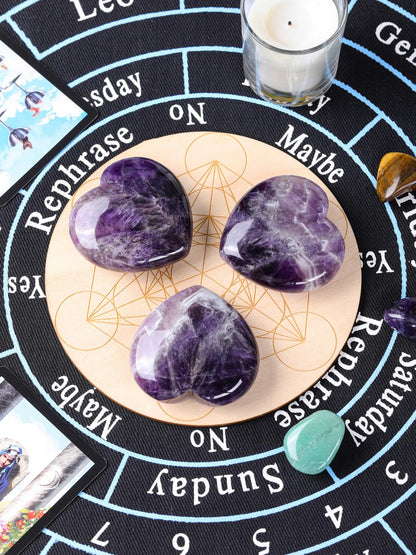 Jovivi 60mm Large Amethyst Crystal Heart Healing Crystals Heart Stones Polished Pocket Love Gemstones Chakra Reiki Energy Balancing Meditation Gift