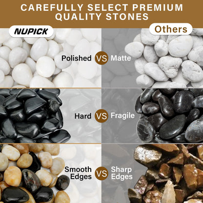 16lb Black River Rocks, 1-2 Inch Pebbles for Indoor Plants, Natural Polished Aquarium Gravel, Decorative Rocks for Outdoor Landscaping, Succulent, Garden, Vases Fillers, Bird Baths