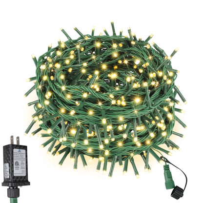 ASENEK Extra Long Christmas Decorative Outdoor String Light 197 Feet 600LED 8 Modes Indoor Lights with Timer, Outdoor Indoor Fairy Lights Christmas Tree Patio Garden Holiday Warm White