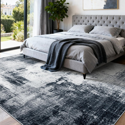 WEZVIX Area Rug 5x7 Living Room Rugs, Modern Abstract Washable Rug,Non-Slip Stain Resistant Carpet for Entryway Bedroom Dining Room Farmhouse Nursery Home Office-Abstract Blue Gray