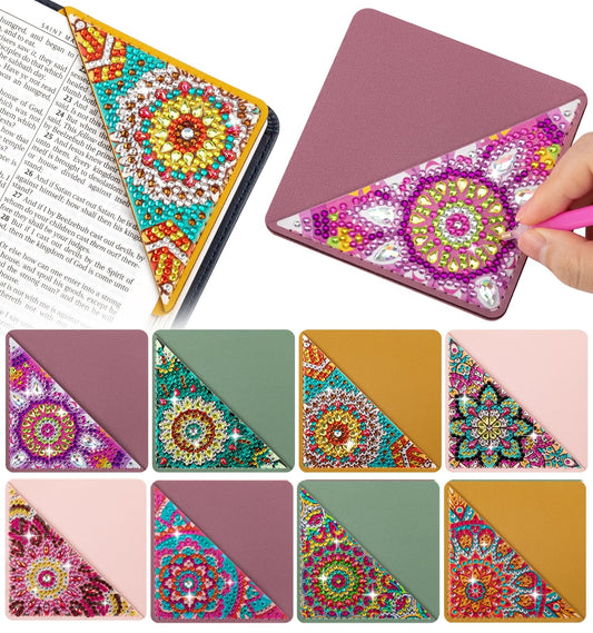 8 PCS Diamond Art Bookmarks, Diamond Painting Bookmarks for Book Lovers 5D DIY Corner Bookmark Adults Crafts Diamond Art Kits for Adults Home Office Beginner Gift