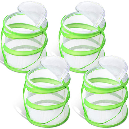 Sherr Mini Butterfly Habitat Cage Clear Mesh Butterfly Net Cage Container Foldable Terrarium, 6.2x7.1inch