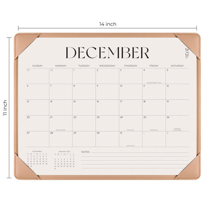 Simplified Desk Calendar 2026-2027 with Desktop Mat, Desk Pad Calendar from January 2026 to June 2027, 14 x 11 Inch, Desk Blotter Calendar for Home Office and School, Easy Planning, Apricot
