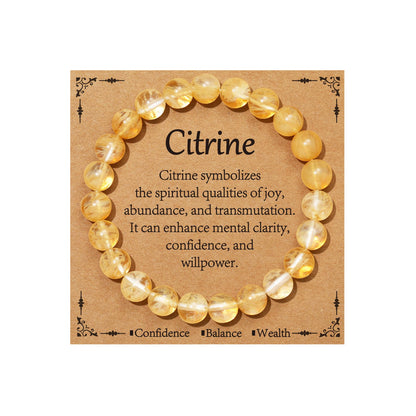 Gnamy Citrine Crystal Bracelet for Women, Healing Crystal Bracelet for Spiritual Healing Positive Energy Stress Relief, Natural Stone Stretch Beaded Bracelets Jewelry Birthday Valentines Gifts for Daughter Her Friends Girlfriend