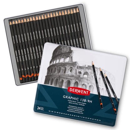 Derwent Graphic Pencils, Metal Tin, 24 Count (34202)