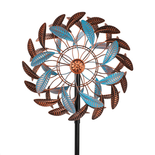 360° Wind Spinners Outdoor,13” Kinetic Wind Spinner,Yard Art Windmill with Metal Stake,Vintage Metal Wind Sculptures & Spinners,Waterproof Pinwheels Large Wind Spinner for Yard and Garden