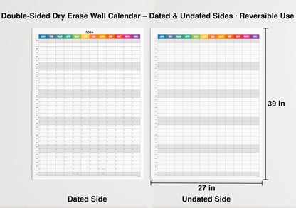 Dry Erase Wall Planner (27×39 in) – Double-Sided Reusable Yearly Planner with Undated Planning Board & 2026 Calendar Reference, Large Laminated Write & Wipe Wall Calendar for Home, Office, Classroom— Rolled Poster.