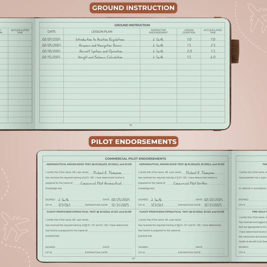 Clever Fox Pilot Logbook – Hardcover Flight Log Journal for Professional & Student Pilots – Aircraft Record Book, Aviation Gifts & Gear (Aviator Brown)