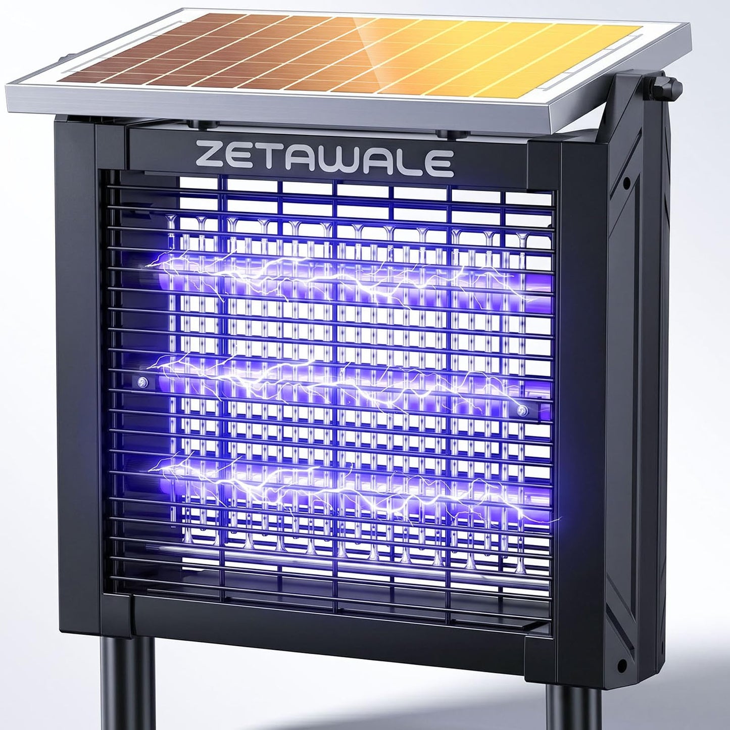 ZETAWALE Solar Bug Zapper Outdoor Mosquitos Zapper Solar Powered Bug Zapper Outdoor Camping Fly Control for 2000 sq.ft Waterproof Fly Killer Solar Mosquito Zapper for Garden Lawn and Back Yard (10W)