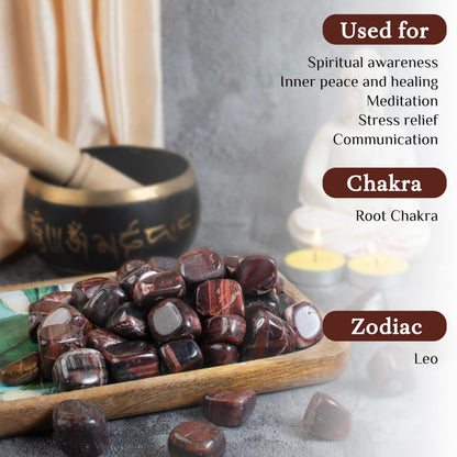 "Crocon 1LB Red Tiger Eye Tumble Stones and Crystals Bulk 2000+ Carats Natural Crystal Kit for Reiki Healing Crystal Polished, Tumble Stones, Chakra Balancing, Reiki Gift, Home Decor Size : 20-25 mm"