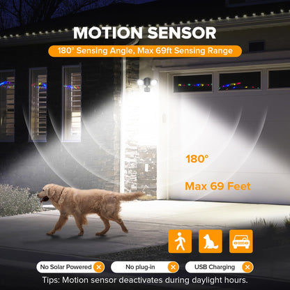 LUTEC 32W 3500 Lumen LED Security Lights Motion Sensor Light Outdoor, 5000K Daylight, IP65 Waterproof, Dusk to Dawn, Hardwired Motion Detector Flood Light for Garage, Yard, Porch-Black