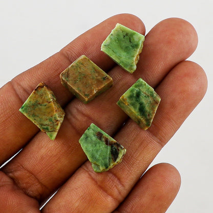 CRYSTALINES 5pcs Wholesale Natural Raw Chrysoprase Gemstone, Untreated Rough Stones, Bulk Loose Supplies, DIY Jewelry Making, Chakra Healing Crystals, Wire Wrapping, Gem Collection