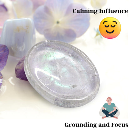 Amazing Gemstone Angel Aura Quartz Worry Stone Crystals and Healing Stones - Worry Stones for Stress Relief Gifts - Piedra Crystal Fidget for Meditation - Unique Stocking Stuffers Gifts for Women