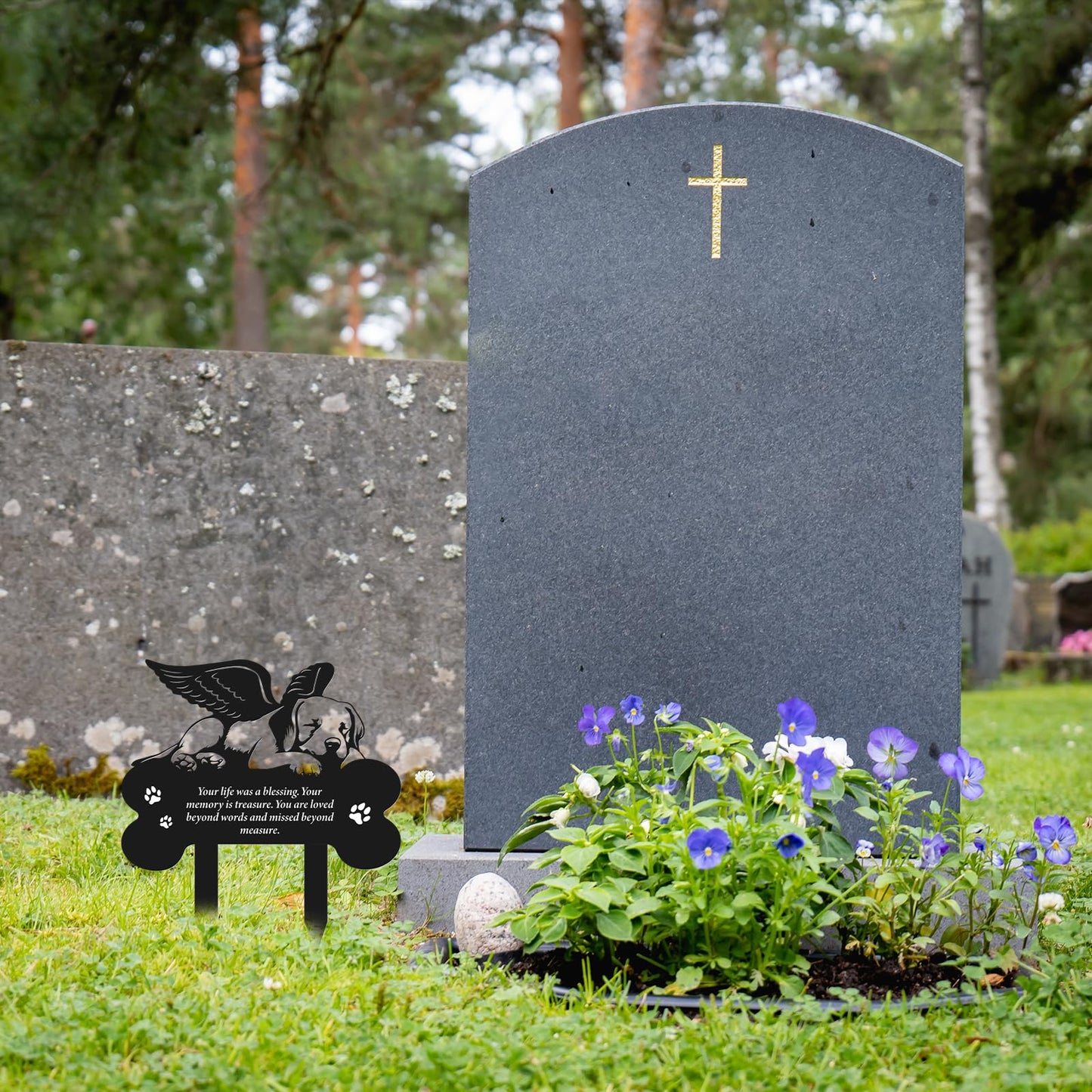 Rngmsi Metal Pet Grave Markers Dog, Dog Memorial Grave Markers Outdoor, Garden Plaque Decorations for Cemetery Pets (8 X 12 Inches)