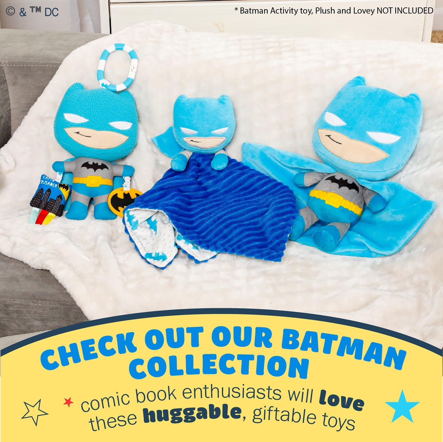 Kids Preferred DC Batman Plush, Beans in Body & Crinkle Feet, Extra Soft Stuffed Animal Toy for Baby and Toddler Boys & Girls – 25 Inch Size