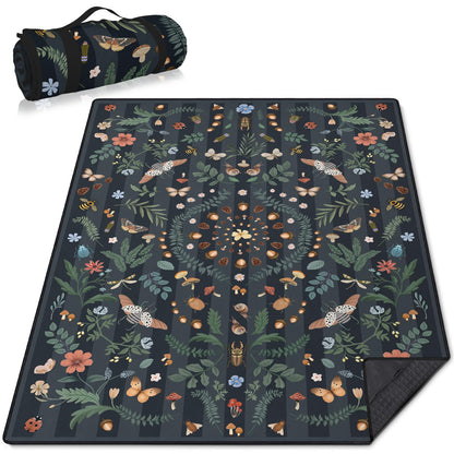Mushroom Picnic Blankets Waterproof Foldable, 60″X80″ Packable Picnic Mat Insect Outdoor Blanket for Grass, Boho Large Beach Blanket Sandproof Picnic Accessories for Camping Music Festival Park Lawn