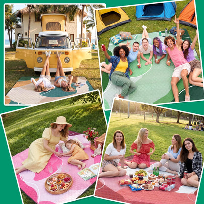 RYCHIC Waterproof Picnic Blanket Outdoor Camping Beach Mat Extra Large Foldable Car Essential Roadtrip Gadget Rv Accessories Glamping Tent Gear Must Haves Hiking Stuff Backpacking Necessities Gift