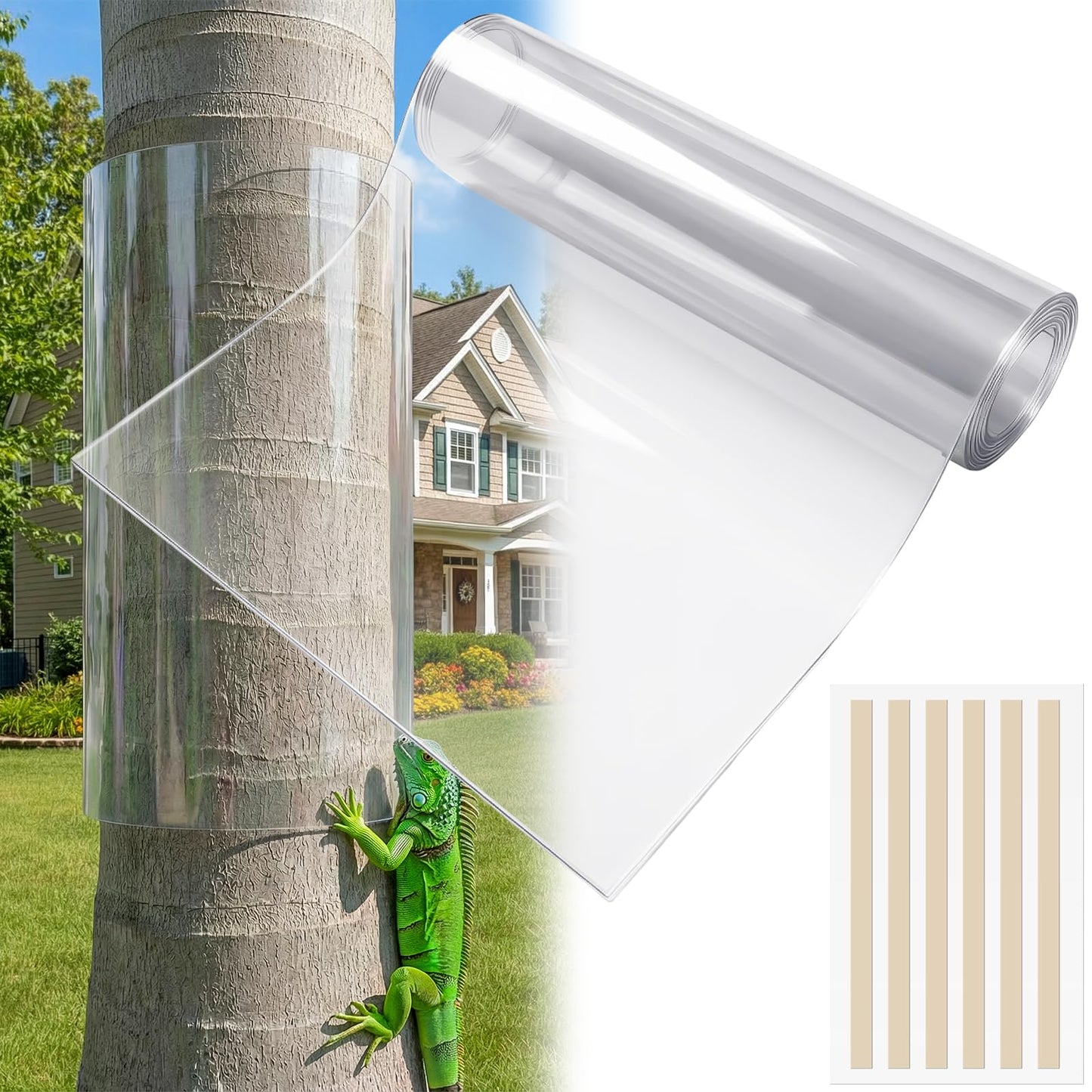UNIFAMILY 16 x 48IN Plastic Tree Trunk Protector Guard for Reptiles Climbing, Iguana Tree Wraps to Protect Bark for Anti-Climbing Barrier, Anti Squirrel Tree Wrap with Double-Side Adhesive