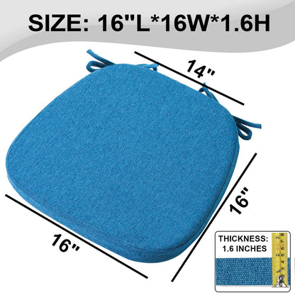 SINOSSO 1 Pack Memory Foam Chair Cushions for Dining Chair, Friendly Woven Fabric 16" U-Shape Comfortable Kitchen Chair Pad, Removable Slip Resistant Seat Cushion (1 Piece, Blue)