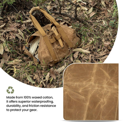OneTigris Firewood Carrier, 2-in-1 Firewood Log Carrier Bag, Waxed Canvas Firewood Tote Carrier Extra Large Firewood Carriers with Handles for Fire Pit, Camping, Wood Stove, BBQ Barbecue