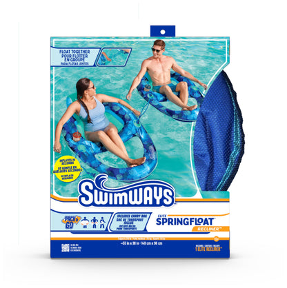 Swimways Elite Spring Float Recliner Pool Lounge Chair, Inflatable Pool Floats with Fast Inflation, Pool Recliner for Adults up to 250 lbs
