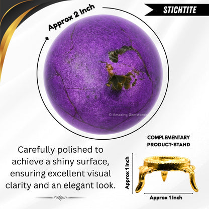 Amazing Gemstone Stichtite Crystal Ball with Stand - 2 Inches Crystal Sphere Meditation Balls for Witchcraft and Decorative Balls