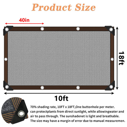 QLOFEI 60-70% Shade Cloth with Grommets, Sunblock Shade Sail Mesh Tarp for Plant Greenhouse, Easy to Hang Shade Cloth for Patio Kennel Chicken Coop Lawn Garden Shade Neting Cover, 10x15 FT