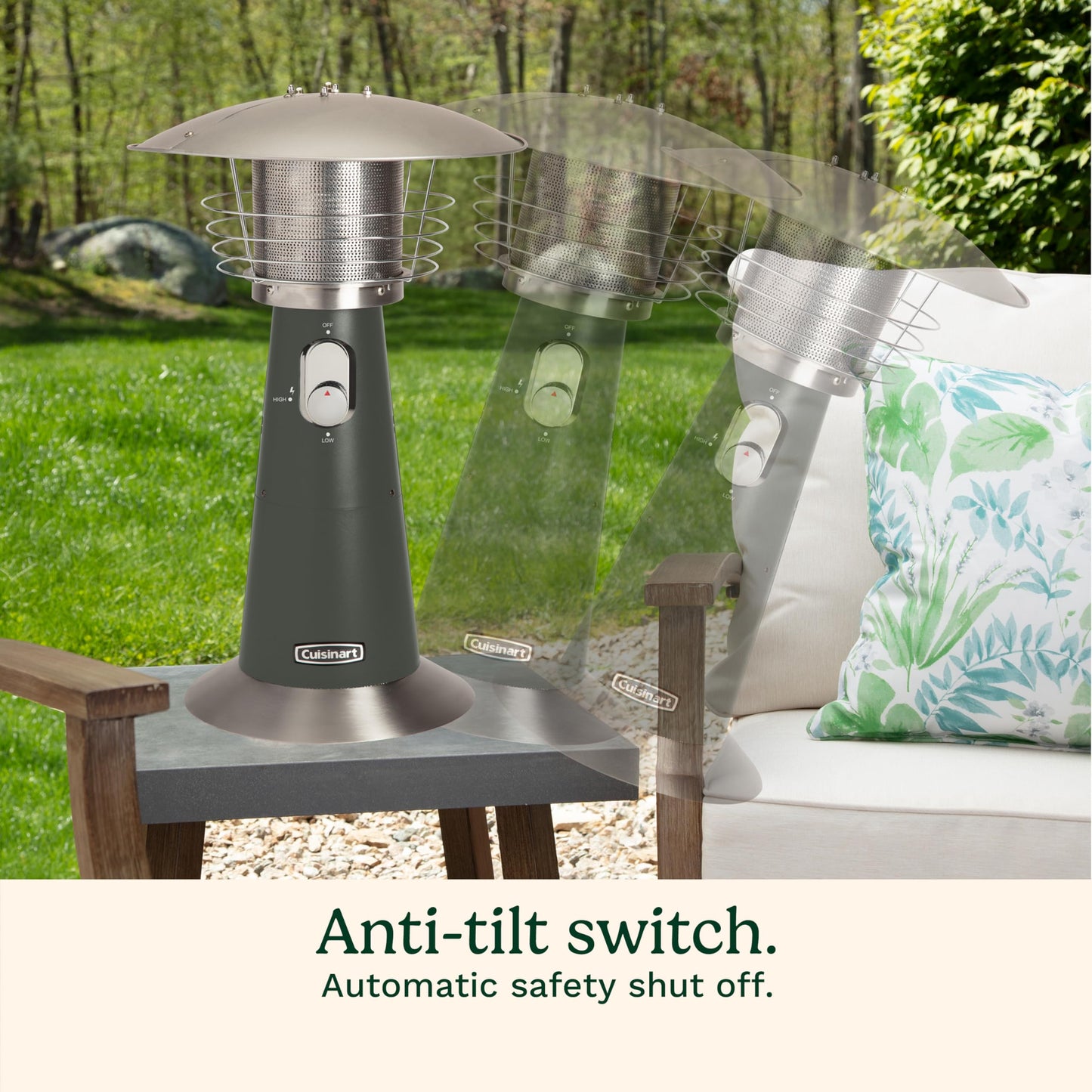 Cuisinart Portable Tabletop Patio Heater, 11,000 BTU Outdoor Propane Heater with Safety Tilt Switch and Adjustable Heat, Burner Screen Guard, 30 sq. Foot Heat Range, Gray