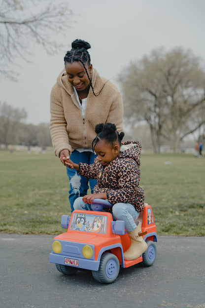 Bluey 6V Ride On Car for Toddlers - Interactive Electric Car for Kids with Sound Effects & Music, Riding Toy for Boys & Girls, Includes 6V Rechargeable Battery & Charger