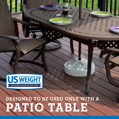 US Weight Patio Umbrella Base, Durable Outdoor Umbrella Base for Pairing with Patio Tables, Accommodates 1.0" - 1.5" Poles, White, 50 Lbs