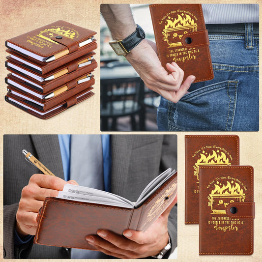Colarr 10 Sets Dumpster Fire Response Team Leather Notebooks Pens Funny Coworker Office Gifts Employee Appreciation Gifts for Lab Week Graduation Teacher Volunteer Administrative Professional (Brown)