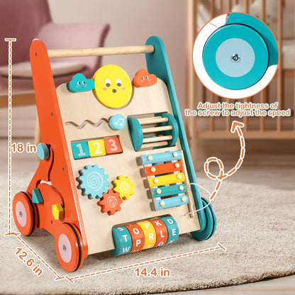 BAUTIA Wooden Baby Walker, Montessori Walker for Babies 6-12 Months, Push Walking Toys for 1 Year Old Learning to Walk