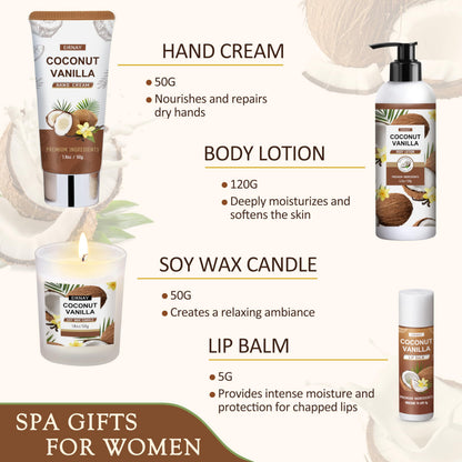 EIRNAY Christmas Gifts For Women - 16 PCS Birthday Gift Basket for Women Set of Coconut Vanilla Self Pampering Set, Includes Luxurious Home Spa Shower Gel Bubble Bath