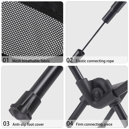 Wind Tour Portable Camping Chair Lightweight Foldable Outdoor Chair for Hiking Camp Backpacking Lawn Beach Fishing Picnic with Carry Bag (Black)