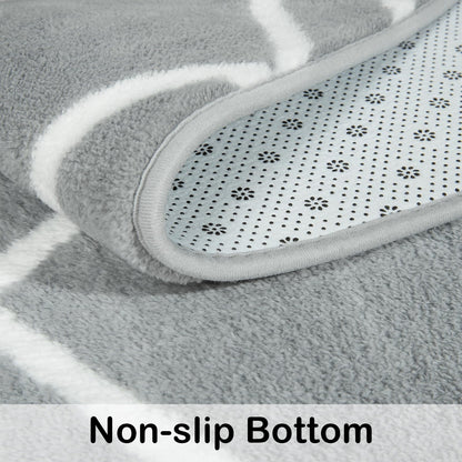 Rtizon Soft Area Rug for Bedroom, 5x7Ft Moroccan Rugs for Living Room, Geometric Non-Slip Carpet with Memory Foam for Boys Girls's Bedside Office Dorm Hallway, Grey and White