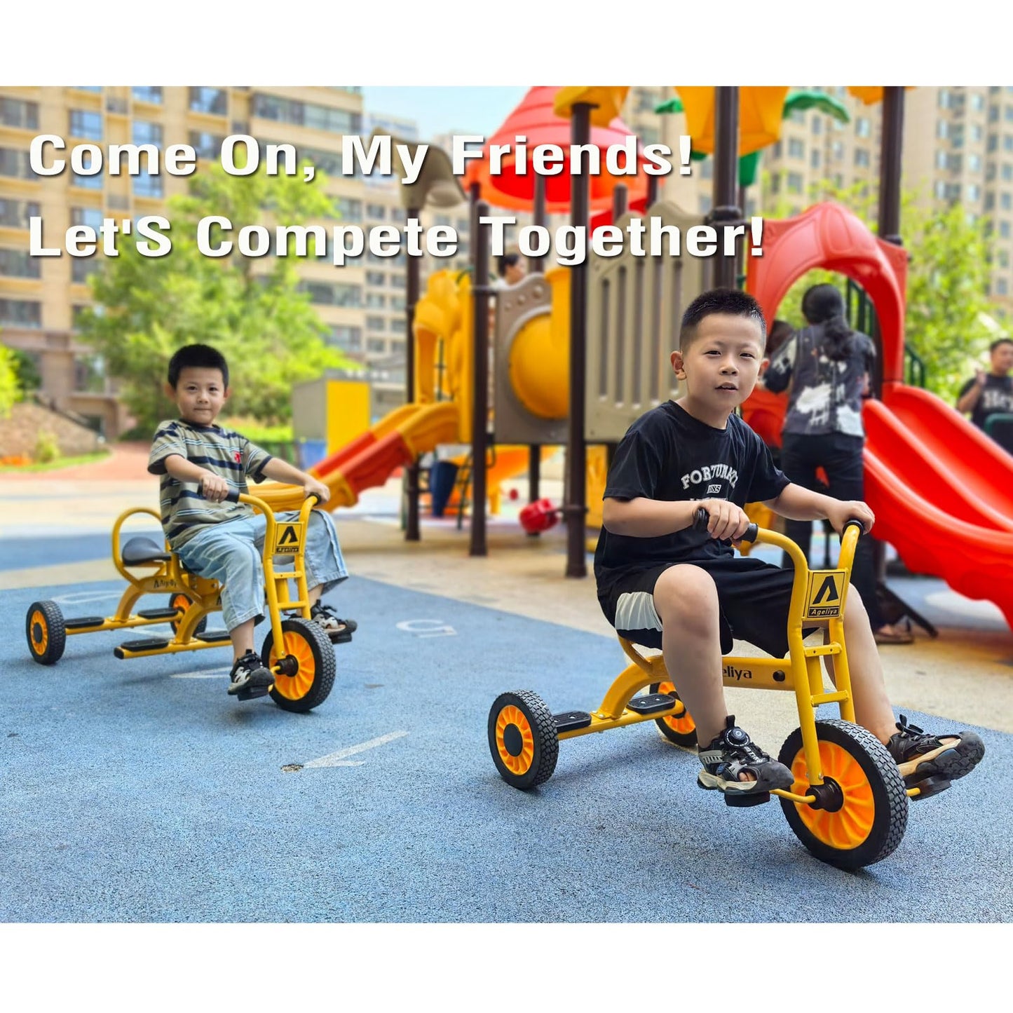 Ageliya Preschool Kids Tricycle for Rider Age 3-5, Durable Metal Pedal Trike for Boys Girls, Big Kid Tricycle with Non-Slip Grip, Solid Rubber Tires -Outdoor Playschool Daycare Playground Equipment