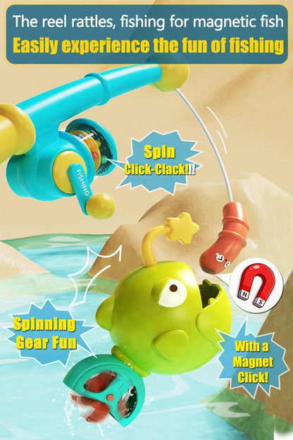 Magnetic Fishing Bath Toys for Toddlers 1-3, 8Pcs Bathtub Water Toys Set with Fishing Pole, Pool Toys for 3 4 5 6 Year Old Boy Girl, Baby Fishing Game Christmas Birthday Gifts for 2-4 Years Old boy