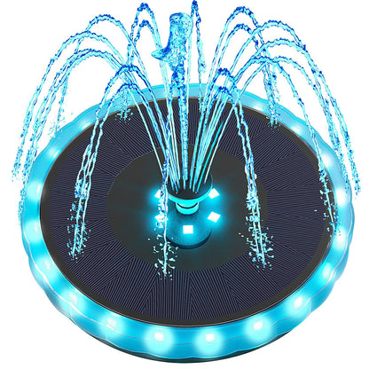 Yzert Solar Fountain Matte Panel with 4000 mAH Battery, 4W Bird Bath Fountains Solar Power with 8 Nozzles, Floating Solar Fountain Pump for Bird Bath, Garden, Pond, Outdoor (Color Change)