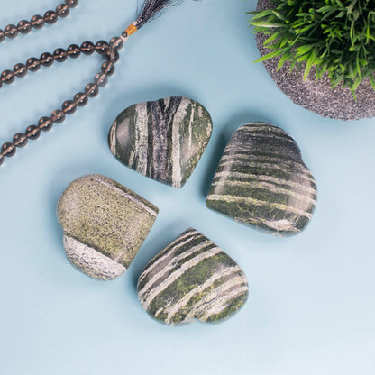 Crocon 50mm Swiss Opal Heart Stone Big Heart Shape Puff Stones Set 450+ Carats Pocket Crystal Healing Tumble Collection Palm Worry Stone Good Luck Charm Meditation Gift Craft Home Decor