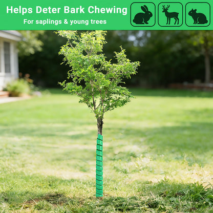 tiaotyu Spiral Tree Trunk Protector, 8-Pack (4×1.6” + 4×2”), 15.7” Tall Plastic Tree Guard Wrap for Saplings, Protects Bark from Rabbits Deer Rodents, Weed Trimmer & Lawn Mower Shield