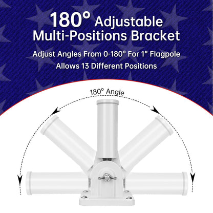 ZMTECH 5 FT Flag Pole for Outside House with Solar Light, Tangle Free Stainless Steel Flag Pole Kit, 180° Adjustable Flag Pole Holder & Flag Holder Bracket, White (No Flag)
