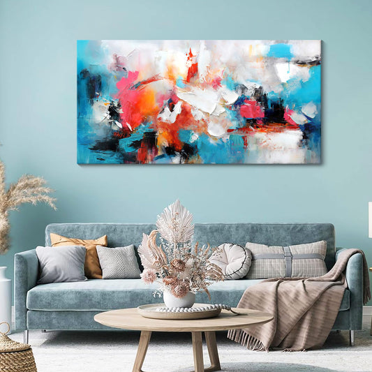 Mofutinpo Abstract Wall Art Canvas Hand-Painted Art in Blue and Pink Office Wall Decor Wall Art for Living Room Paintings for Wall Decorations Modern Wall Decor for Bedrooms, and dining Room 24×48in