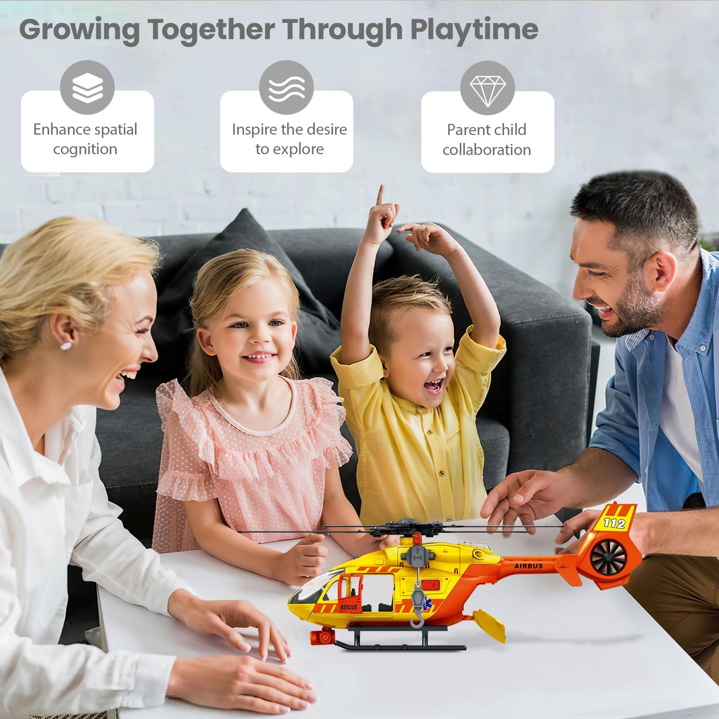 Rescue Helicopter Toys for Boys with Hanging Basket Airplane Toy with Lights and Sound Rescue Vehicles Toys for Kids Aged 3 4 5 6 7