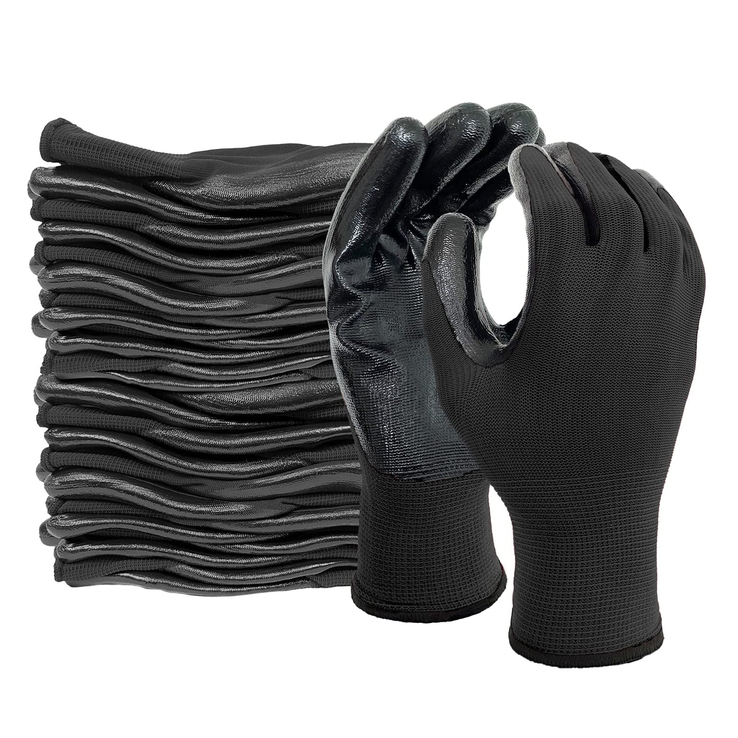 Evridwear Nitrile Coated Work Gloves,Superior Oil Resistance with Grip for Men Women Automotive,Gardening, Mechanic