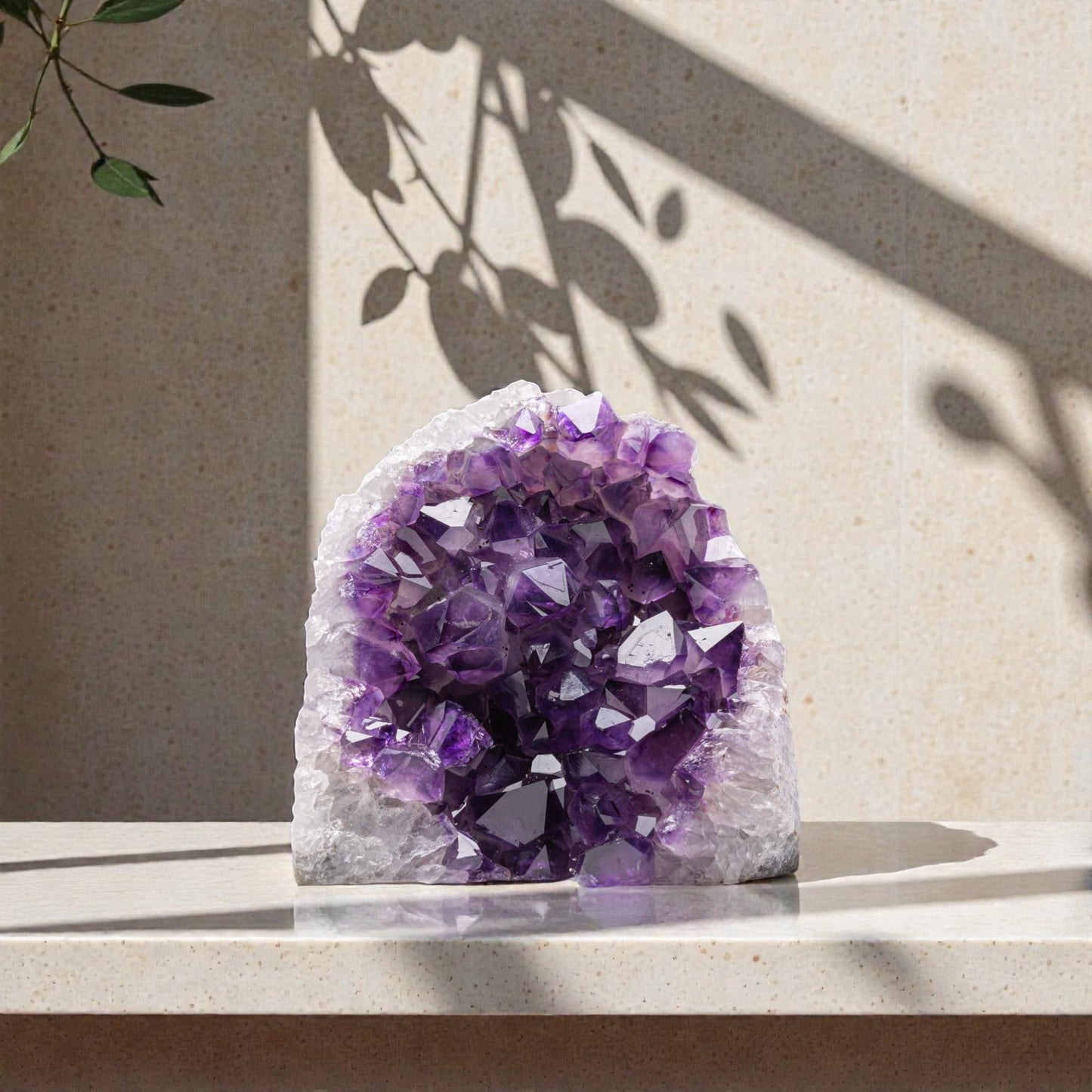 EMPORION Natural Amethyst Cluster (1.5–2 lb) – 4–6” Raw Amethyst Geode from Uruguay – Deep Purple Crystal
