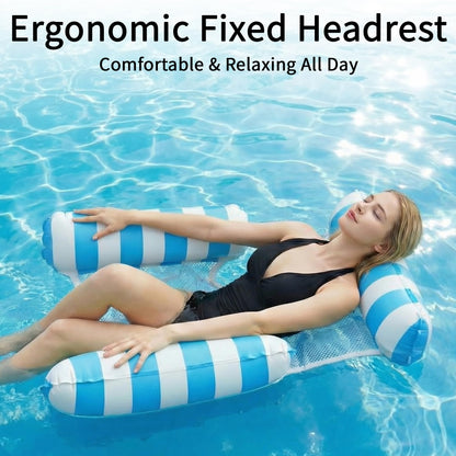 2 Pack Pool Floats for Adults, 4-in-1 Inflatable Pool Hammock Float with Cooling Mesh Seat, Portable Water Hammock Floating Chair Lounge for Pool, Beach, Lake, Hot Tub & Summer Pool