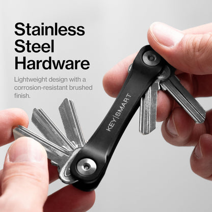 KeySmart Original Key Holder - Compact Key Organizer for Key Chain, Minimalist Clutter-Free EDC Keychains Key Ring, Black, 14 Keys